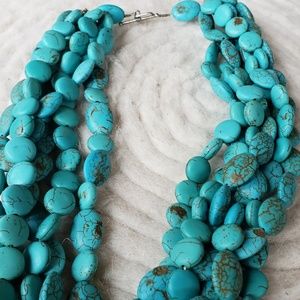 Turquoise handmade heavy real stone necklace